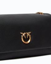 Love Bag Click Soft Horizontal medium crossbody bag in full-grain leather - Black | Pinko