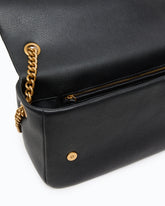 Love Bag Click Soft Horizontal medium crossbody bag in full-grain leather - Black | Pinko