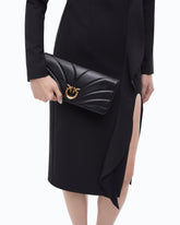 Love Bag Click Horizontal medium crossbody clutch in quilted nappa leather - Black | Pinko