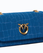 Mini Love Bag Click Soft Horizontal crossbody bag in crocodile-print leather - Dark Blue | Pinko