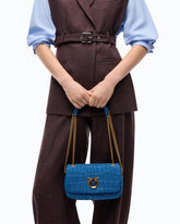 Mini Love Bag Click Soft Horizontal crossbody bag in crocodile-print leather - Dark Blue | Pinko