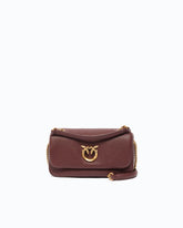 Mini Love Bag Click Soft Horizontal crossbody bag in full-grain leather - Dark Red | Pinko