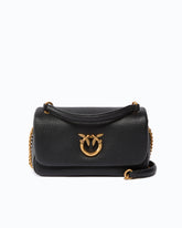 Mini Love Bag Click Soft Horizontal crossbody bag in full-grain leather - Black | Pinko