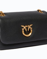 Mini Love Bag Click Soft Horizontal crossbody bag in full-grain leather - Black | Pinko