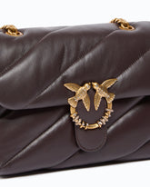 Love Bag Puff medium crossbody bag in quilted nappa leather with jewel buckle - Brown | Pinko