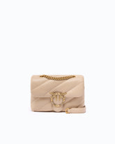 Umhängetasche Mini Love Bag Puff aus gestepptem Nappaleder mit Schmuckschnalle - Beige | Pinko