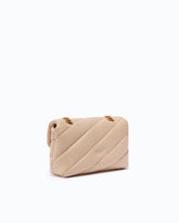 Umhängetasche Mini Love Bag Puff aus gestepptem Nappaleder mit Schmuckschnalle - Beige | Pinko
