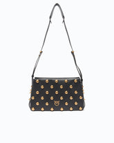 Mini One, Two, Three Bag in leather with shoulder strap and maxi studs - Black | Pinko