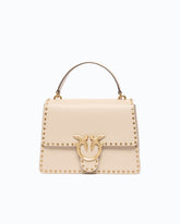 Love Bag One Top Handle Light medium handbag in leather with mini studs -  | Pinko