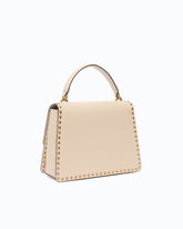 Love Bag One Top Handle Light medium handbag in leather with mini studs -  | Pinko
