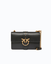Love Bag One medium crossbody bag in leather with jewel buckle - Black | Pinko