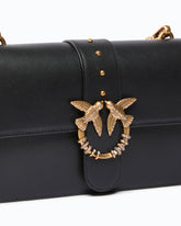 Love Bag One medium crossbody bag in leather with jewel buckle - Black | Pinko