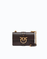 Mini Love Bag One crossbody bag in leather with jewel buckle - Brown | Pinko