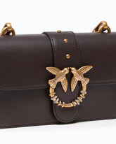 Mini Love Bag One crossbody bag in leather with jewel buckle - Brown | Pinko