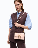 Mini Love Bag One crossbody bag in leather with jewel buckle -  | Pinko