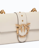 Mini Love Bag One crossbody bag in leather with jewel buckle - White | Pinko