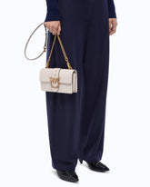 Mini Love Bag One crossbody bag in leather with jewel buckle - White | Pinko