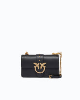 Mini Love Bag One crossbody bag in leather with jewel buckle - Black | Pinko