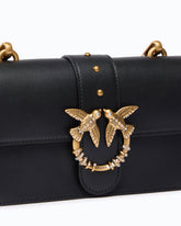 Mini Love Bag One crossbody bag in leather with jewel buckle - Black | Pinko