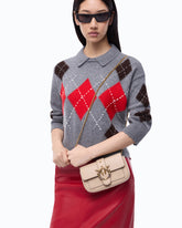 Love Bag Pocket small leather shoulder bag with jewel buckle - Beige | Pinko