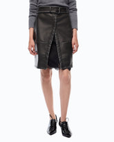 Leather-effect knee-length skirt with belt and slit -  | Pinko