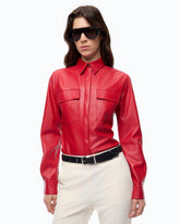 Nappa leather-effect coated shirt -  | Pinko
