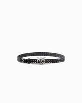 Glossy leather belt with Love Birds buckle and studs, 2 cm - Black | Pinko