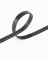 Glossy leather belt with Love Birds buckle and studs, 2 cm - Black | Pinko