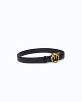Leather belt with Love Birds jewel buckle, 3 cm -  | Pinko
