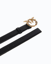 Leather belt with Love Birds jewel buckle, 3 cm -  | Pinko