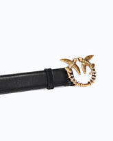 Leather belt with Love Birds jewel buckle, 3 cm -  | Pinko