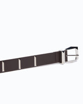 Leather belt with rectangular studs, 3 cm - Brown | Pinko