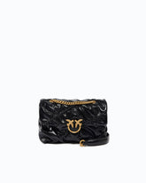 Mini Love Bag Puff crossbody bag in quilted new shiny leather - Black | Pinko
