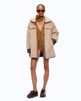 Shearling-effect pea coat with high neck -  | Pinko