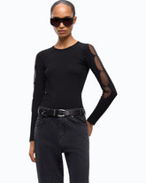 Leichter Pullover in Rippstrick mit Transparenzeffekten -  | Pinko