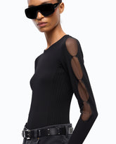 Leichter Pullover in Rippstrick mit Transparenzeffekten -  | Pinko