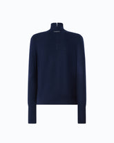 Wool and cashmere turtleneck sweater - Blue | Pinko
