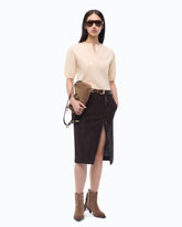 V-neck sweater in wool and cashmere - Beige | Pinko