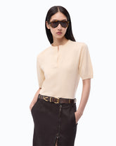 V-neck sweater in wool and cashmere - Beige | Pinko