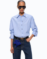 Striped poplin shirt with jewel cuffs -  | Pinko