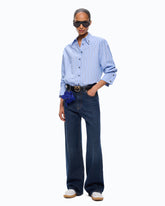 Striped poplin shirt with jewel cuffs -  | Pinko