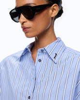 Striped poplin shirt with jewel cuffs -  | Pinko