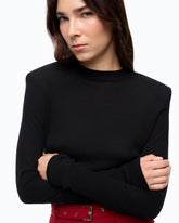 Merino wool sweater with removable shoulder pads -  | Pinko