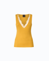 Vest top in silk and cashmere blend with lace neck -  | Pinko