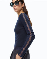 Ribbed sweater with lace -  | Pinko