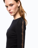 Ribbed sweater with lace -  | Pinko
