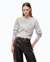 Wool- and alpaca-blend sweater with jewel motif - Grey | Pinko