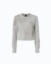 Wool- and alpaca-blend sweater with jewel motif - Grey | Pinko