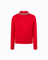 Wool-blend sweater with jewel collar -  | Pinko