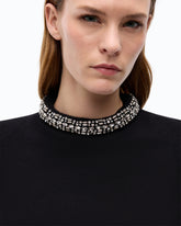 Wool-blend sweater with jewel collar -  | Pinko